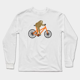 Sloth On A Orange Bicycle Long Sleeve T-Shirt